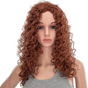 Dark Copper Red Curly FULL Wig